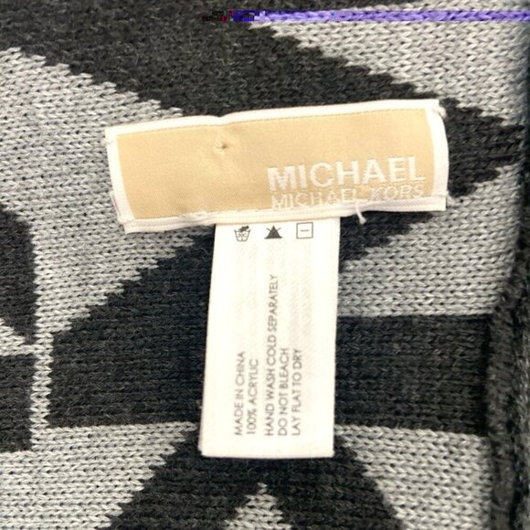 Michael Kors Infinity Scarf Logo Black Gray Neutral Neck Warmer Cozy - Picture 4 of 5